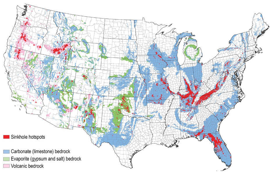 sinkhole-prone areas in the United States