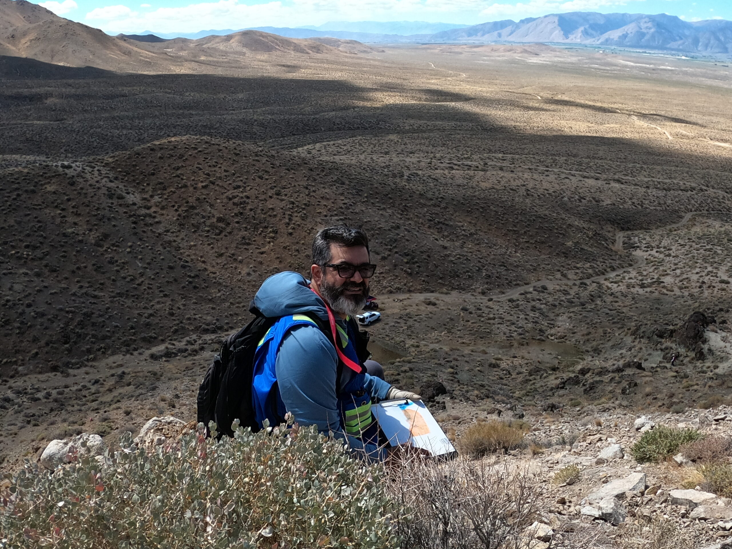 Dr. Hinojosa doing a geological study