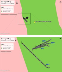 interpreted inverted electrical resistivity models of two transects